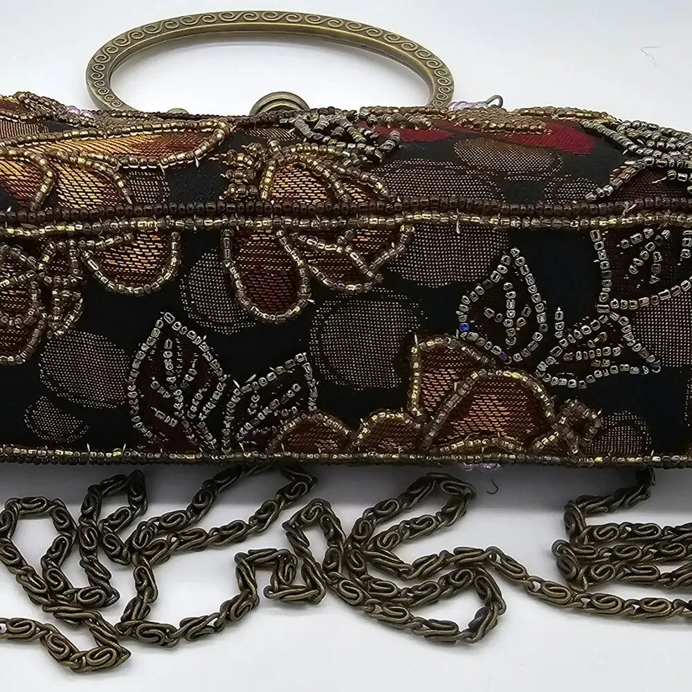 Vintage Floral Beaded And Embroidered Handbag